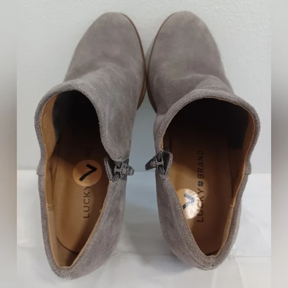 LUCKY BRAND suede ankle boots boots zip-up gray size 7m-(37.1/2) soft leather - Picture 7 of 11